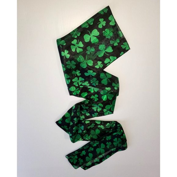 Shamrock Sheer green and black rectangular scarf St. Patrick's 1170 - Picture 4 of 4